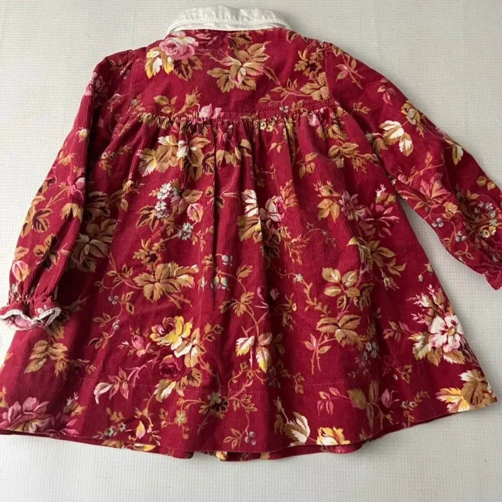 Ralph Lauren Floral Corduroy Floral  Dress‎ Baby Girls 6-12 Months